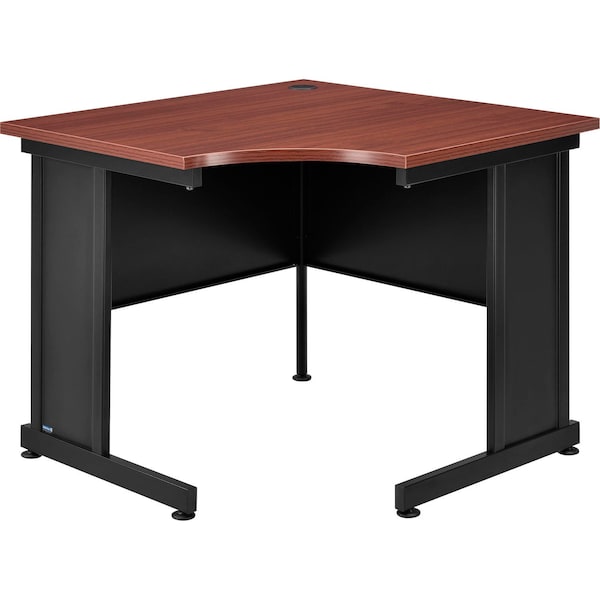 Interion By Global Industrial Corner Desk, 36 in D X 30 in H, 36 in W X Steel Frame, Laminate Top, Mahogany 240347MH - main